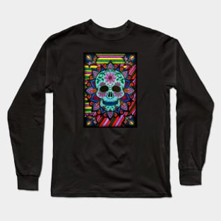 Day of the Dead Flower Skull Long Sleeve T-Shirt